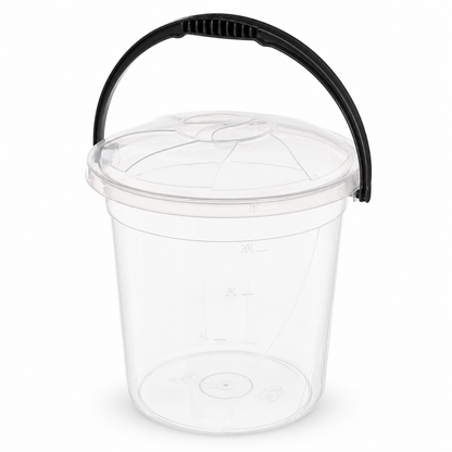 Găleată cu capac transparent 10lt - produs pe fundal alb