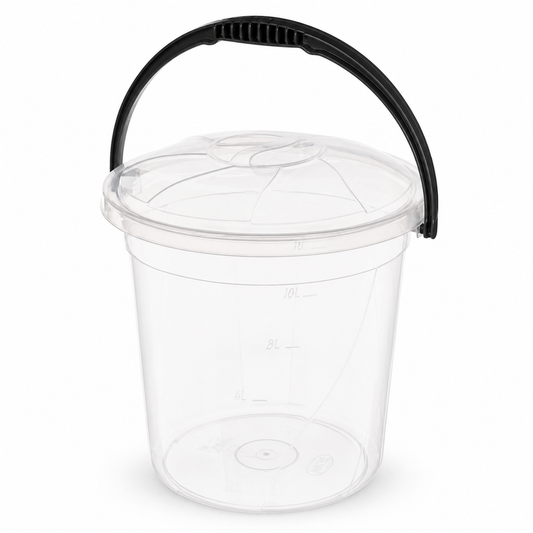 Găleată cu capac transparent 10lt - produs pe fundal alb