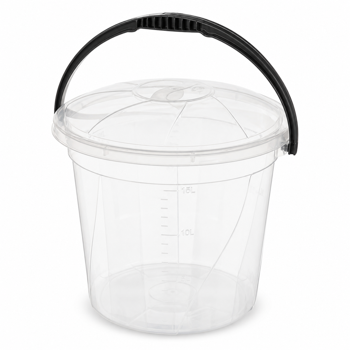 Găleată cu capac transparent 15lt - produs pe fundal alb