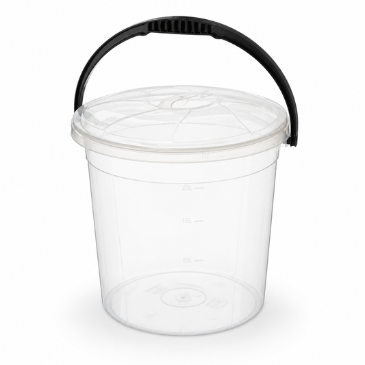 Găleată cu capac transparent 20lt - produs pe fundal alb