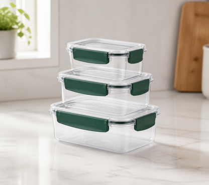 Set mediu de cutii depozitare rectangulare etanșe gold 3 buc (500-1000-1500 ml) - imagine de prezentare