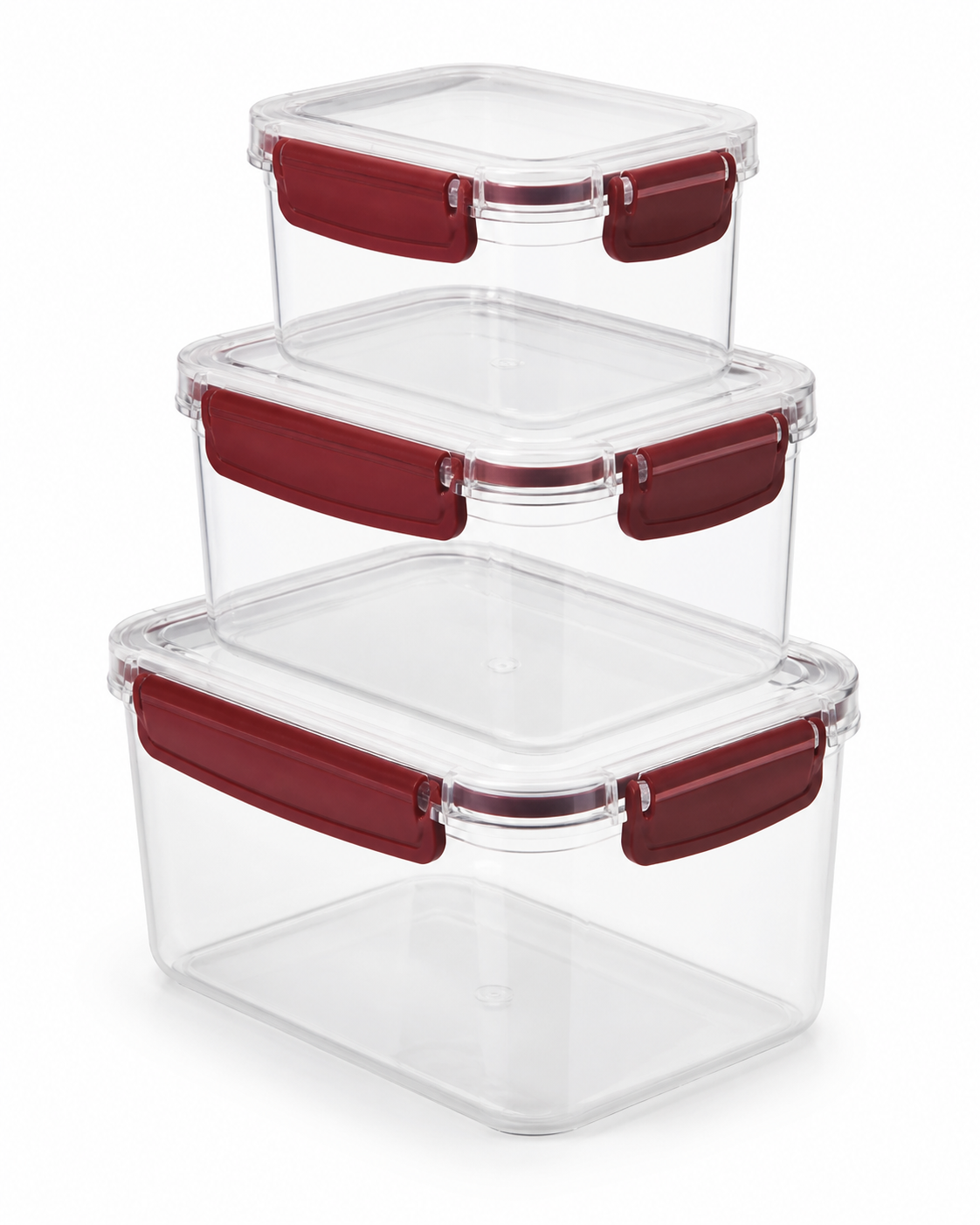 Set mare de cutii depozitare rectangulare etanșe gold 3 buc (700-1400-2500 ml) - produs pe fundal alb