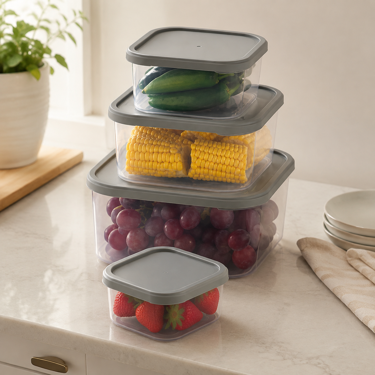 Set casarolle 4 buc (275, 500, 850 1,350 l) - imagine de prezentare