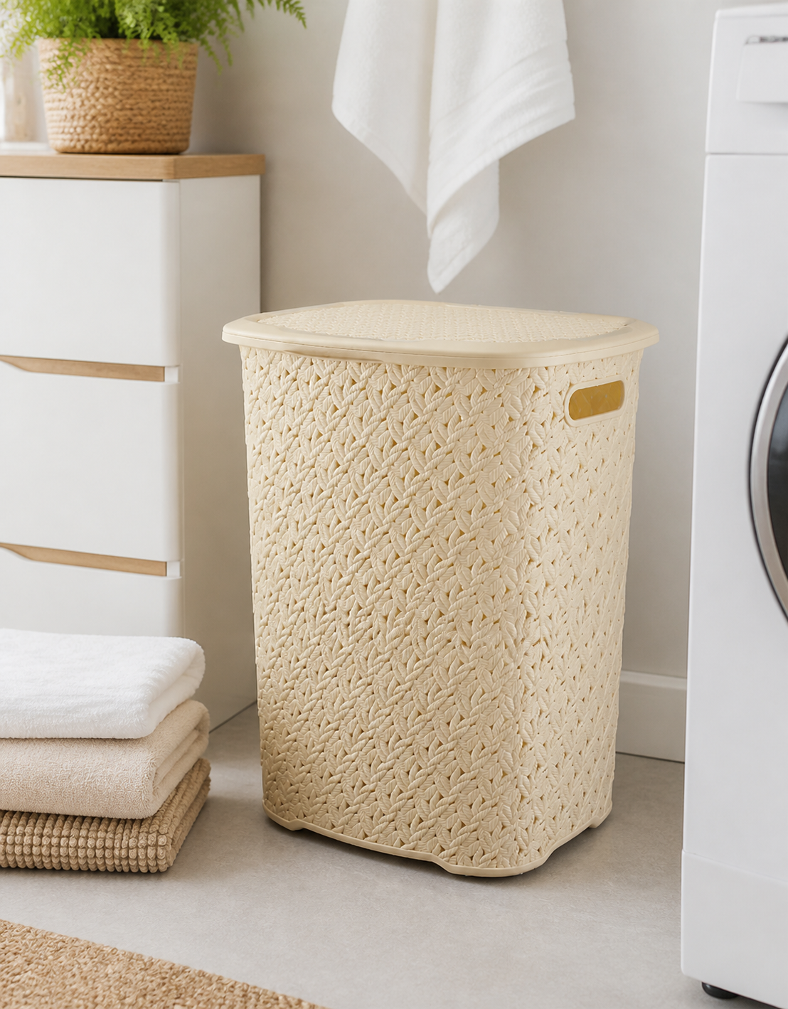 Coș pentru haine rattan 52lt - imagine produs în ambient