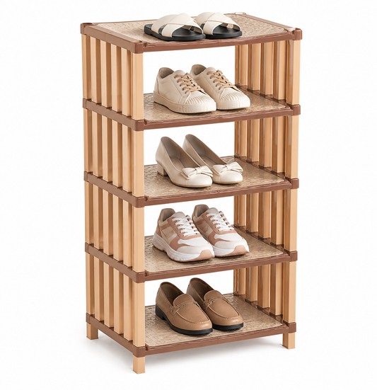 Raft pentru pantofi rattan - imagine produs pe fundal alb