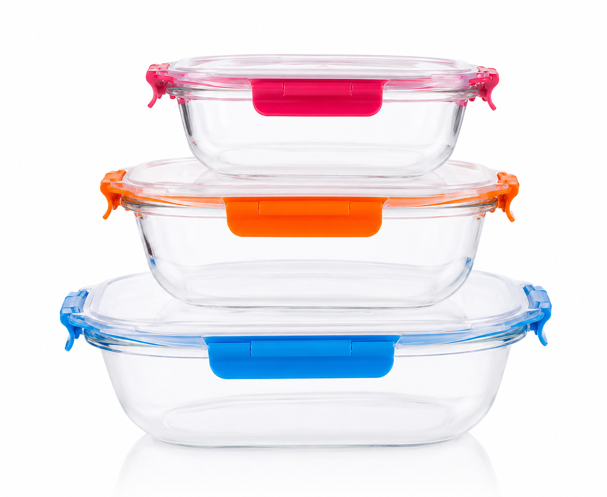 Square leakproof 3 pcs storage box set (500-900-1500)