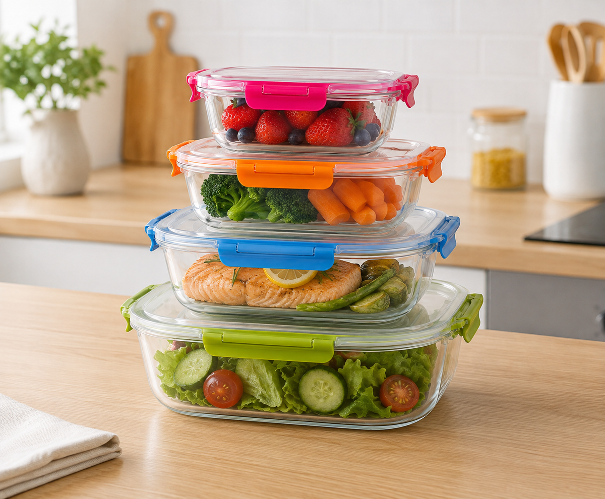 Square leakproof 4 pcs storage box set (500-900-1500-2400)