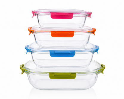 Square leakproof 4 pcs storage box set (500-900-1500-2400)