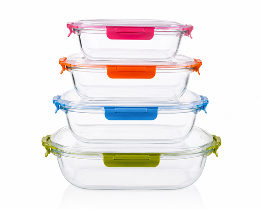 Square leakproof 4 pcs storage box set (500-900-1500-2400)