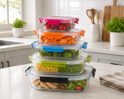 Square leakproof 5 pcs storage box set (500-900-1500-2400-3750)